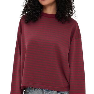 Lioness Maroon and Gray Striped Long Sleeve Top